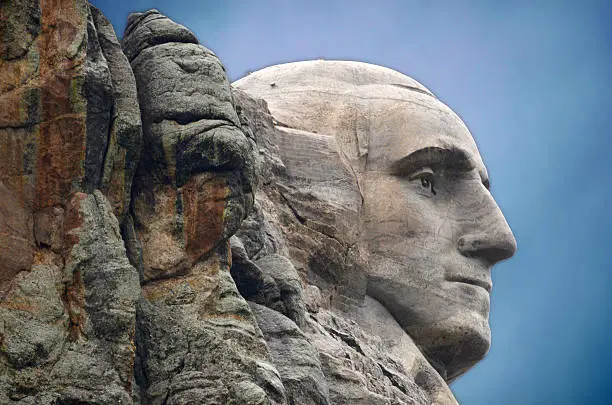 A close up of George Washington, Mt. Rushmore, South Dakota