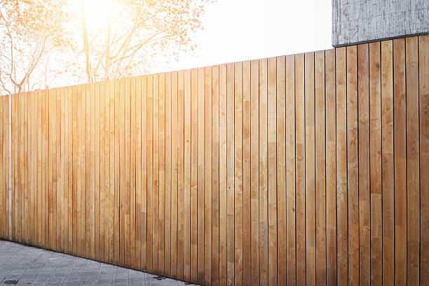 istock Highly detailed and empty wooden wall on the street. Visual 506123256