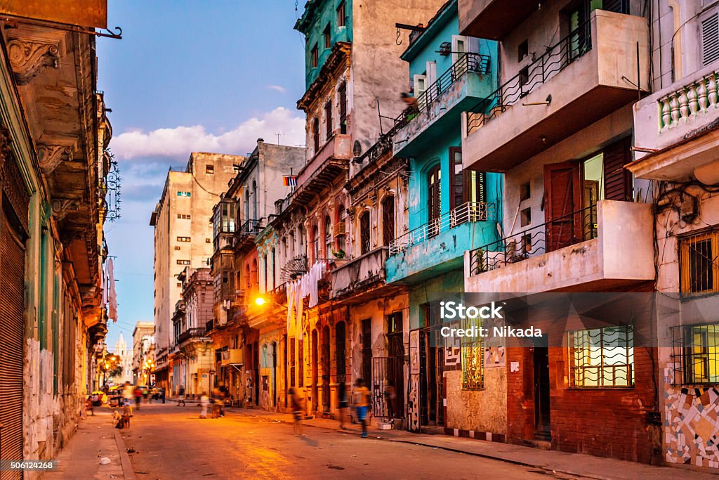 Streets Of Havana Cuba At Dusk Stock Photo - Download Image Now - Cuba,  Havana, Old Havana - iStock