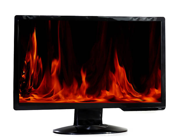 istock Burning lcd monitor isolated on white background 506129477