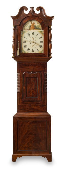 Antique grandfather clock on a white background.