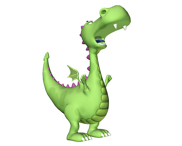 3D digital render of a green little dragon isolated on white background
