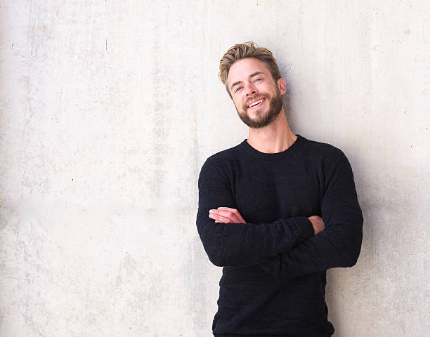 istock Fashionable man with beard laughing 506131362