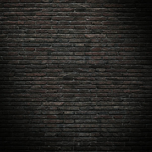 istock Part of the old, black brick wall. Mockup 506131560