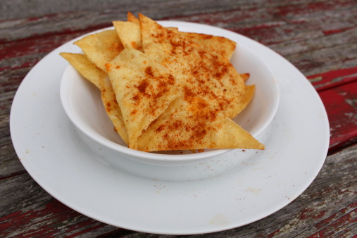 homemade tortilla chips with spice