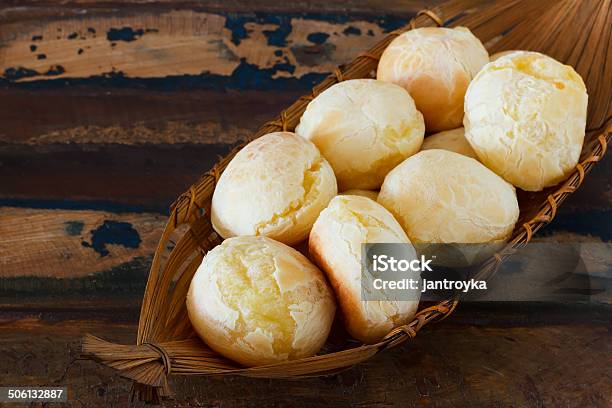 Brazilian Snack Pao De Queijo In Wicker Basket Stock Photo - Download Image Now