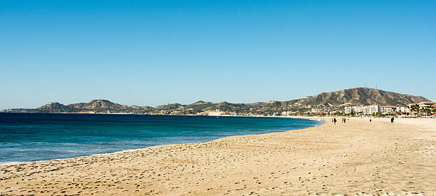 Typical Cabo beach scene at Saan Jose Del Cabo- sunrise. Just a few tourists walking the beach.