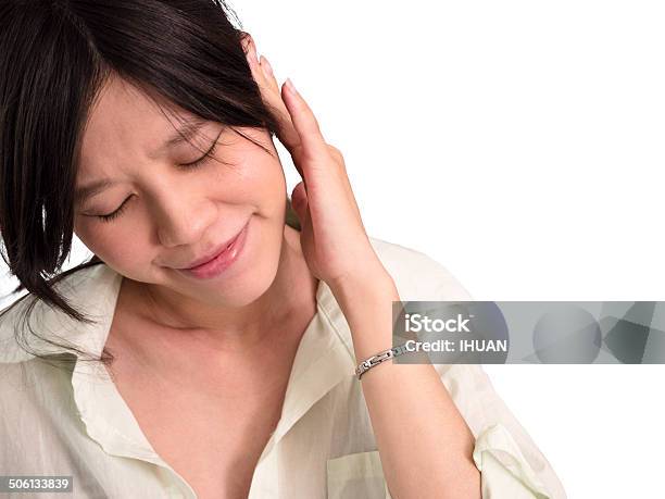 Pregnant Woman Suffer From Tinnitus Stock Photo - Download Image Now - Ear, Ringing, Uncomfortable