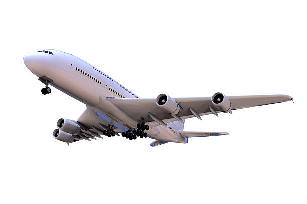 Airplane side View and isolated Moving Up Airplane in close-up landing isolated Moving Up and High Angle side View wow airlines stock pictures, royalty-free photos & images