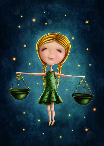 Illustration with a libra astrological sign girl