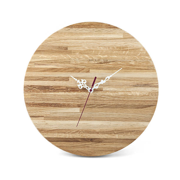 istock Wooden round wall watch - clock isolated on white background 506144446