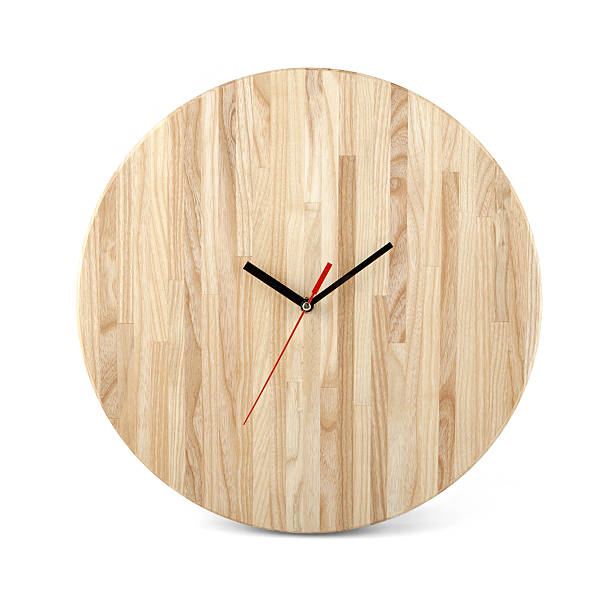 istock Wooden round wall watch - clock isolated on white background 506144608