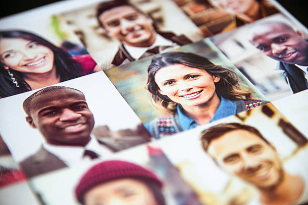 istock Outlay of multiracial faces printed 506146938