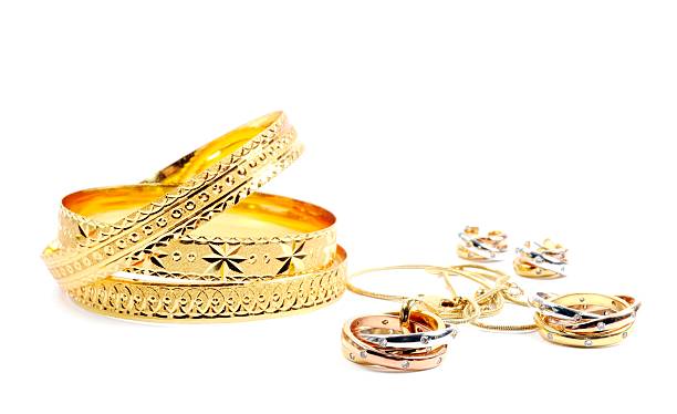 istock Golden jewelry set 506147232
