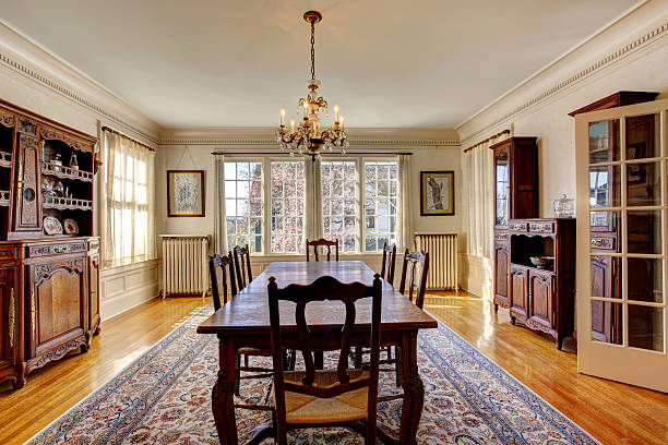 istock Large dining room in luxury house 506151473