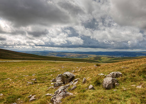 Panoramic view across Welsh moorland
