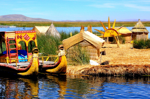 Boat and housed on Uros Islands