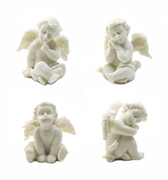 istock Set of cupid statue isolated on white background 506157909