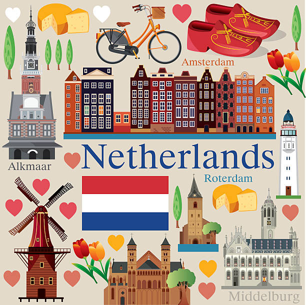 illustrazioni stock, clip art, cartoni animati e icone di tendenza di paesi bassi - amsterdam