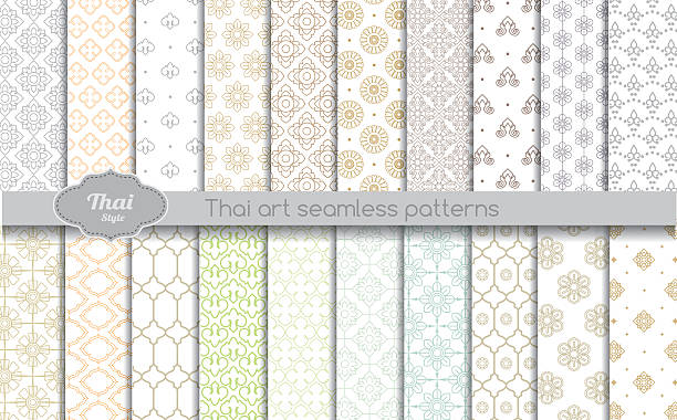 vektor damast nahtlose muster hintergrund nahtlose muster-thai-stil - brown seamless backgrounds pattern stock-grafiken, -clipart, -cartoons und -symbole