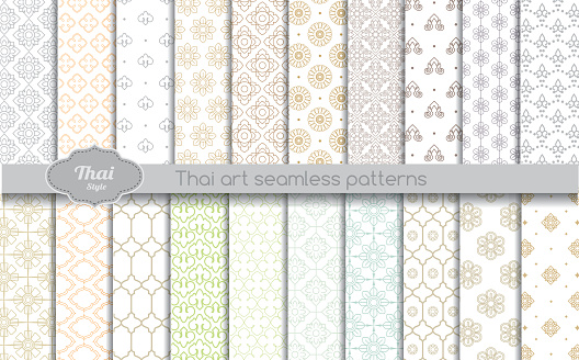 vector damask seamless pattern background. thai style seamless pattern, pattern swatches included for illustrator user, pattern swatches included in file, for your convenient use.
