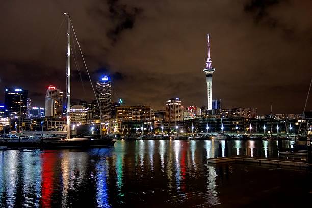 istock Illuminated Skyline in Auckland marina 506162720