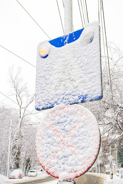 istock Traffic sign covered with snow 506165764