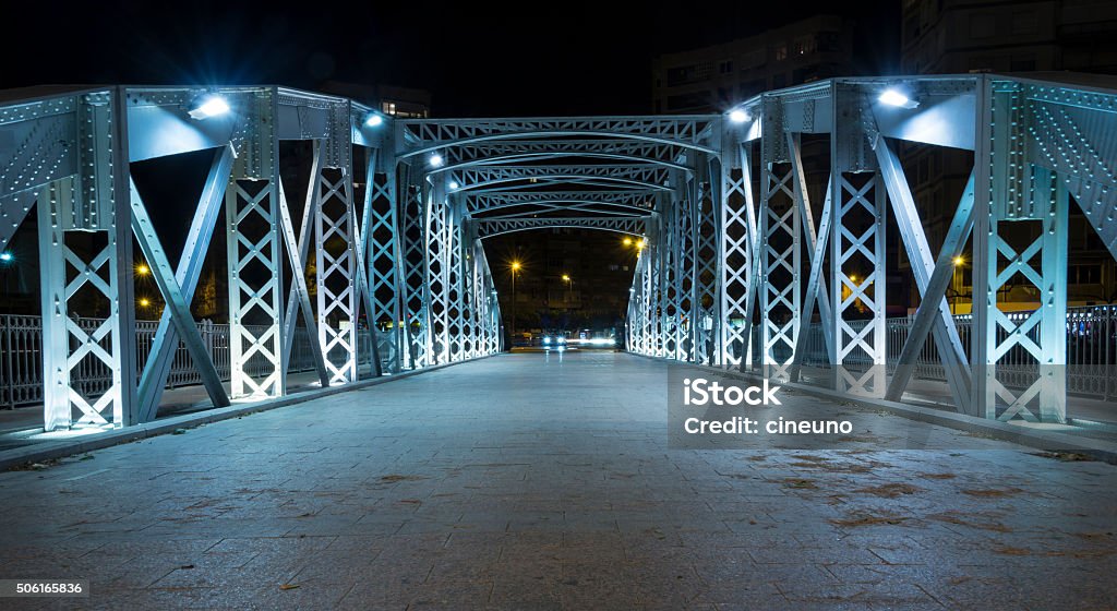 Iron bridge in Murcia V Night photography of New bridge or Iron bridge.Murcia.Spain Arch - Architectural Feature Stock Photo