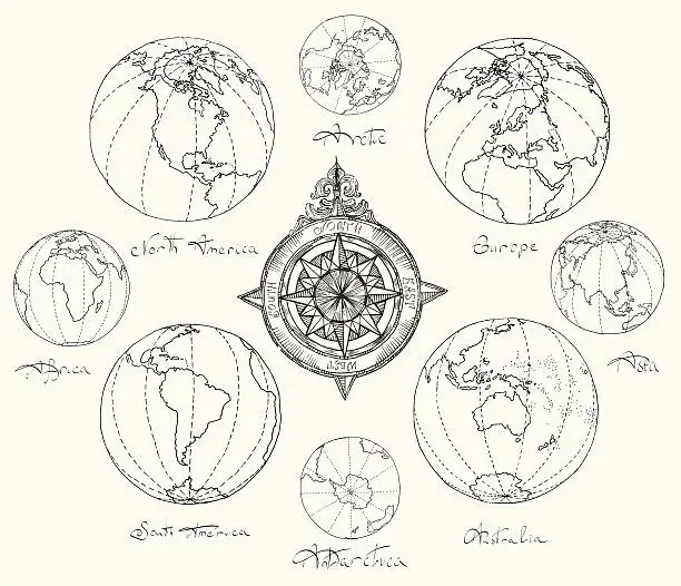 Vector illustration of Maps atlas continents.