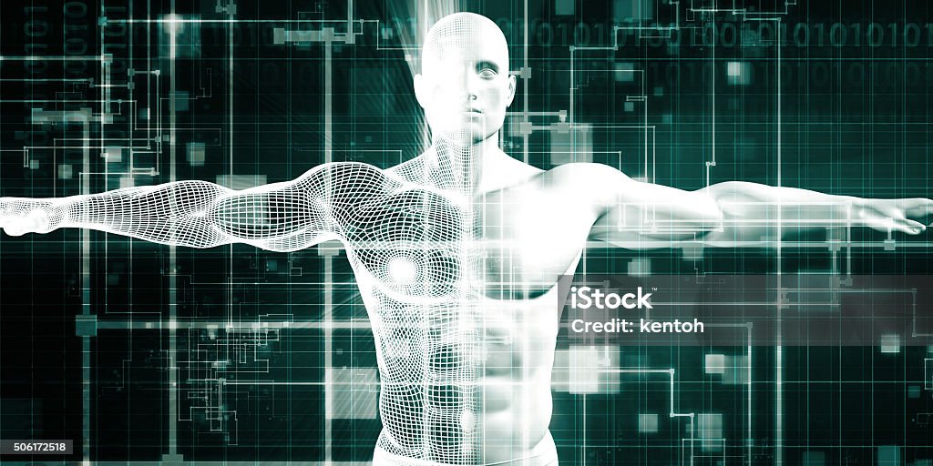 Healthcare Technology Healthcare Technology and Medical Scan of a Body Diagnosis The Human Body Stock Photo
