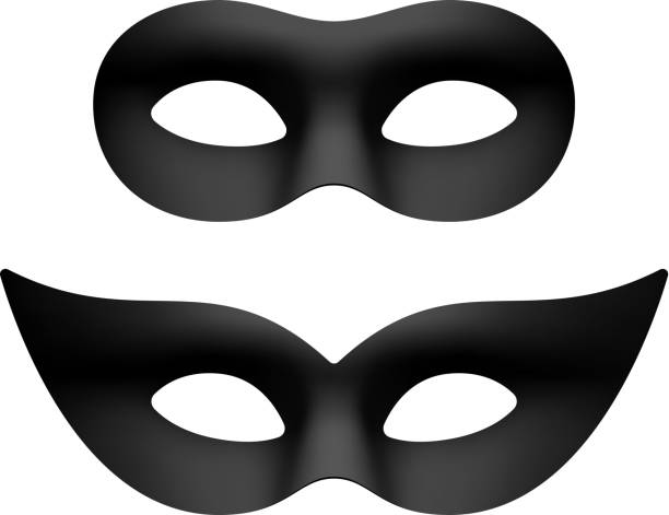 black masquerade augenmasken - stage costume illustrations stock-grafiken, -clipart, -cartoons und -symbole