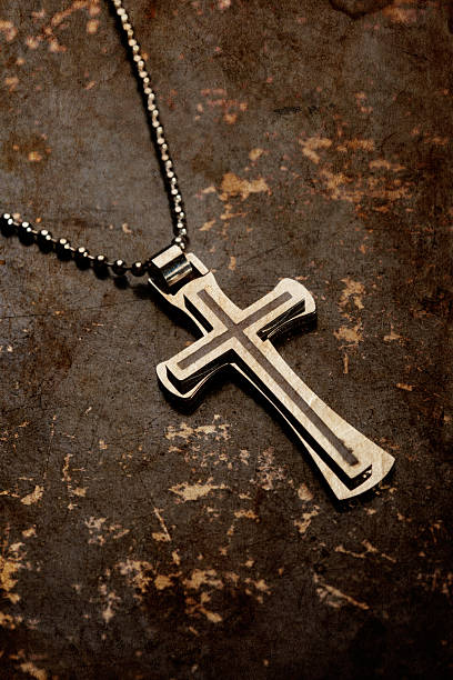 istock Closeup of silver Christian cross 506173856