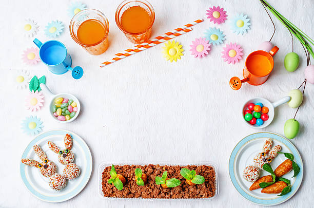 istock Easter background with sweets and juice for kids 506175840