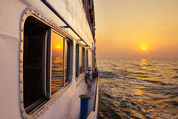 istock Beautiful sunset from ferry boat in open sea 506177868