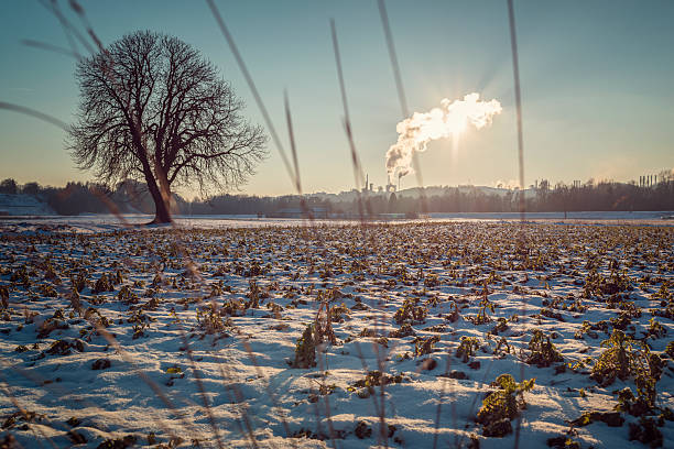 istock Industrial chimneys smoke winterday 506179892