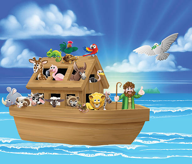 illustrazioni stock, clip art, cartoni animati e icone di tendenza di fumetto di arca noahs - ark cartoon noah animal