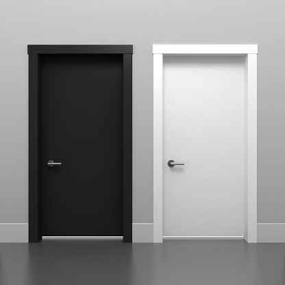 3d illustration of Door black and white