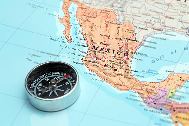istock Travel destination Mexico, map with compass 506186931