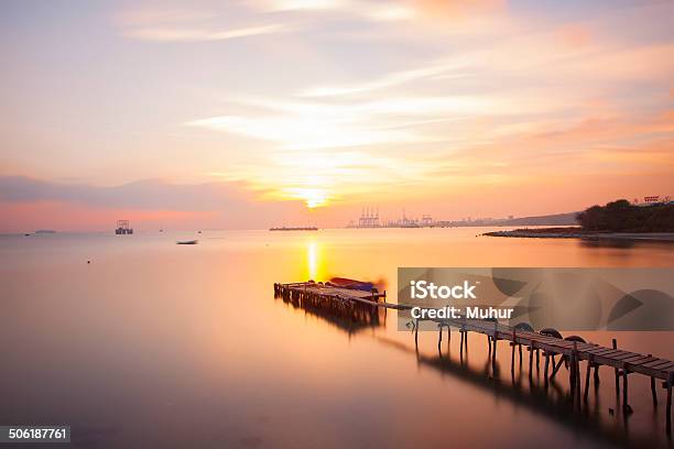 Pier And Long Exposure Stock Photo - Download Image Now - Amsterdam, Beauty In Nature, Blue