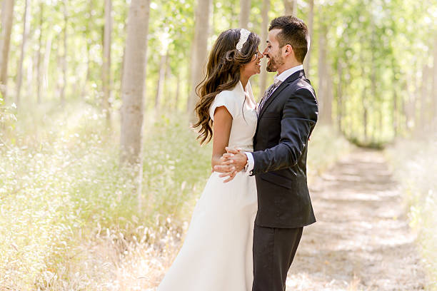 istock Just married couple in poplar background 506187881