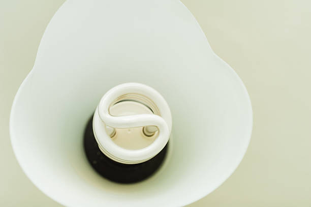 istock energy-saving twisted lamp in a white lampshade 506191705