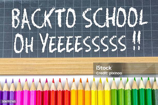 Welcome Back To School Stock Photo - Download Image Now - Pencil, Slate - Rock, Writing Slate