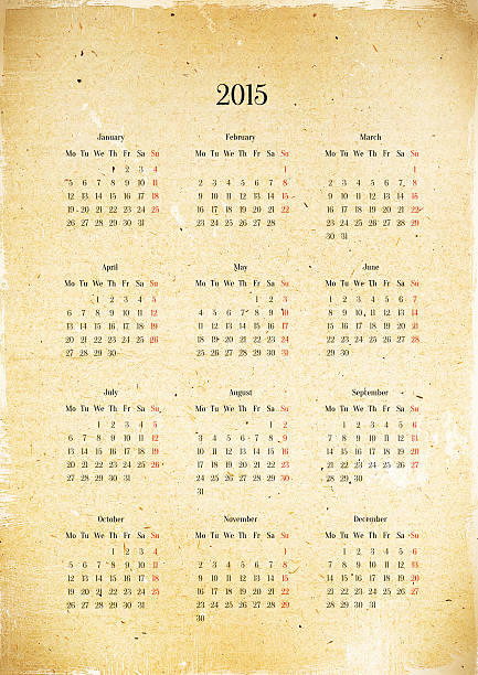 Nuevo año 2015 calendario en old hoja de papel - foto de stock