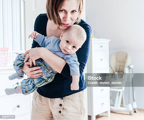 Mother Is Holding Little Baby Boy On Hands Babys Room Stock Photo - Download Image Now