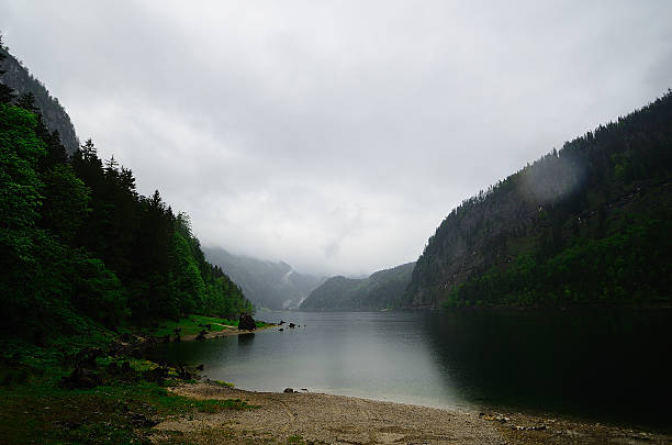 istock lake with fog 506194302