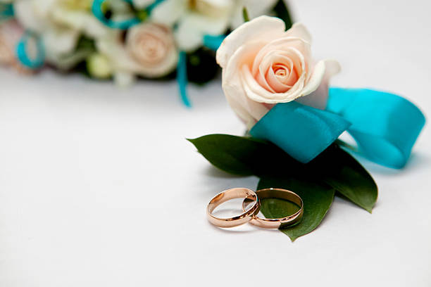 istock Wedding gold rings bride and groom 506194964