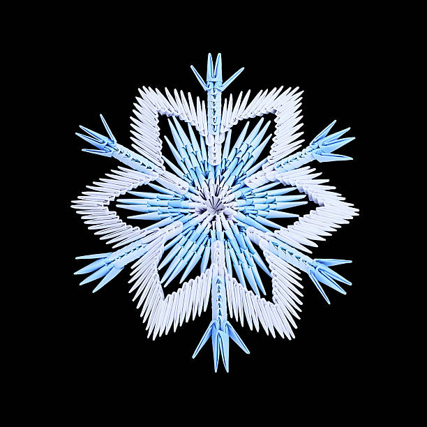 istock Origami snowflake on black 506198298