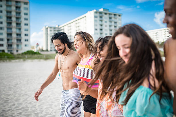 istock group of friends walking on the beach togetherness 506200680
