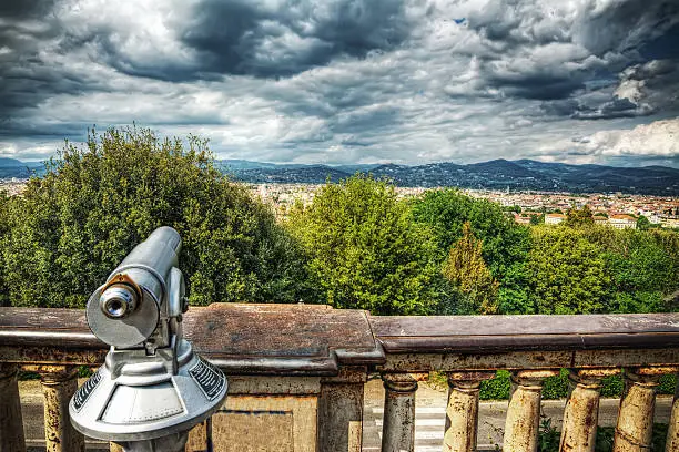 binoculars on a belvedere in Florence, Italy