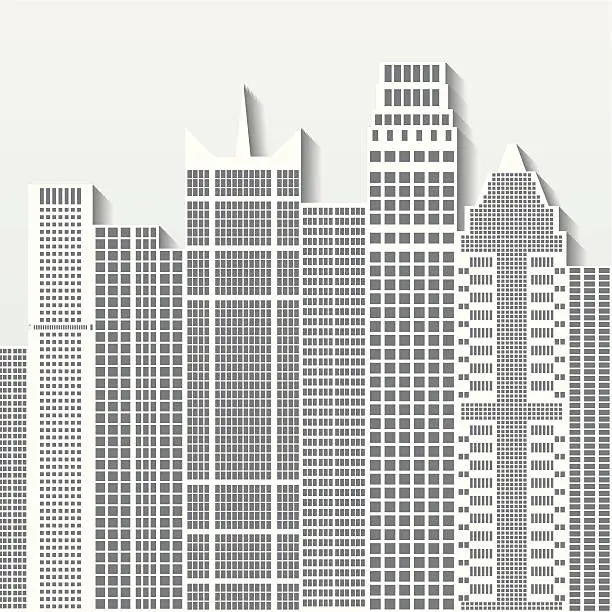 Vector illustration of Cityscape vector illustration with office buildings and skyscrapers. Part B.